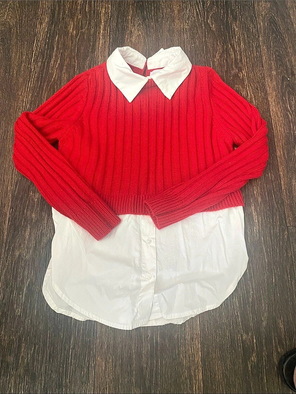 Zara Girls Red & White Sweater Shirt Set Size 8-9